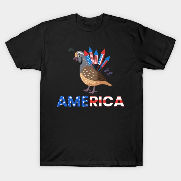 Quail Fireworks Quail America T-Shirt by Lakeside Quail